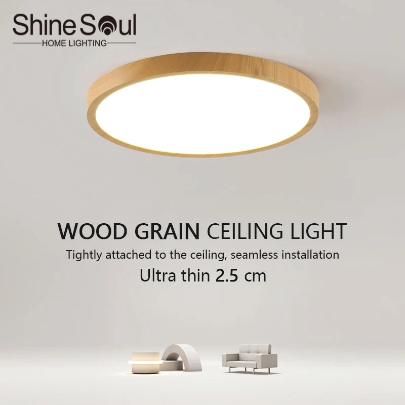 lampe moderne bois grainé blanc led surface ultrafine chambre salon cuisine