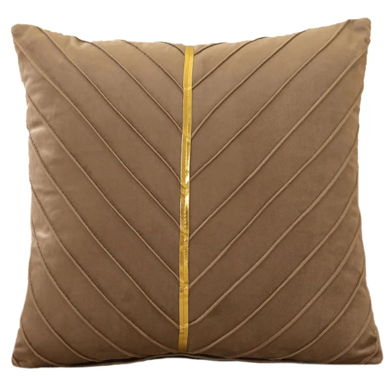 housses coussins décoratifs velours plis verticaux bleu foncé jaune gris modernes opaques 45x45cm