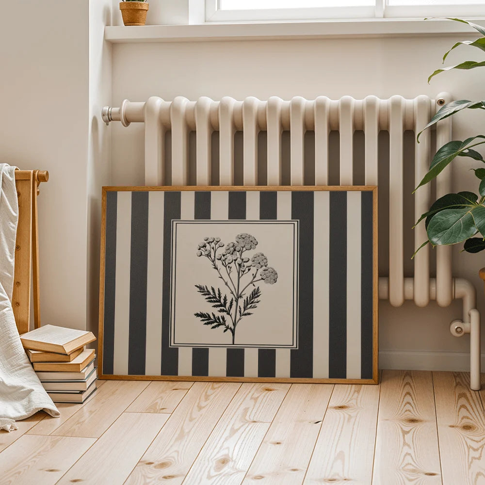 tableau toile impression art floral minimaliste rayures horizontales chambre salon decoration sans cadre horizontal