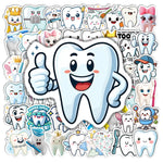 stickers adhésifs dentaires mignons vinyle waterproof dessin animé blanc bleu rose jaune vert gris