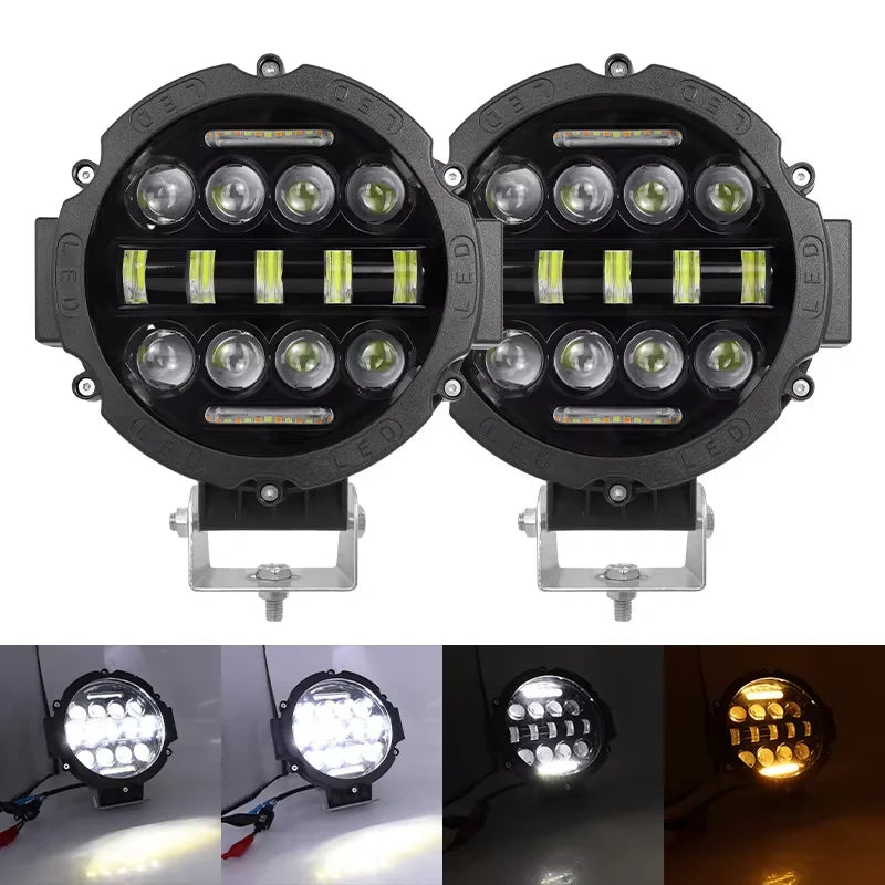 projecteur led phare noir ribbed moderne vis fixé 12v 24v antibrouillard éclairage routier haute