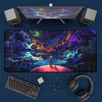 tapis souris gaming large taille bleu violet nuages étoiles antiderapant moderne