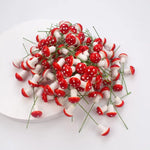 décor extérieur champignons artificiels rouge blanc points blancs piquet vert set 10 20 50pcs