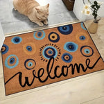tapis d'entrée moderne antidérapant polyester marron cercles concentriques feuilles stylisées éléphants décoratifs chambre salon