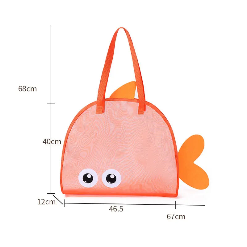 sac plage réutilisable orange vert bleu poisson transparent poissons pelle jouets voyage tridimensionnel