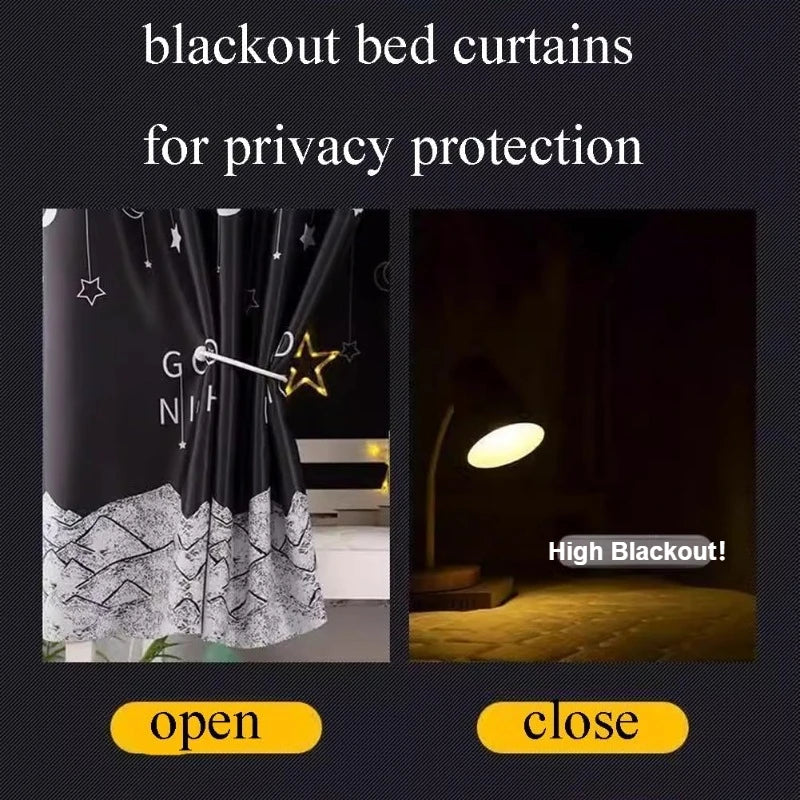rideaux blackout enfant spatial motifs astronautes lune étoiles noir crème jaune
