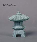 décoration table zen pierre miniature lanterne japonaise arbre branches mousse rocher gris vert traditionnelle