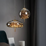 Suspension rouge LED en filet de verre