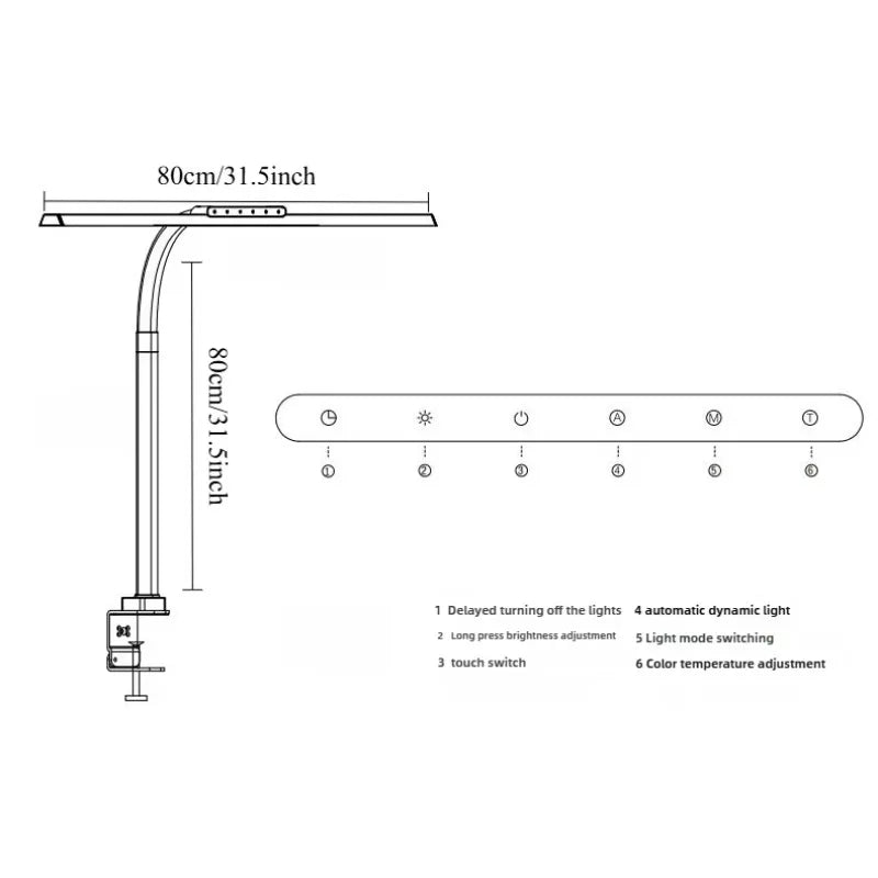 lampe led moderne blanc interface tactile câble 1m5 clips 80cm flux lumineux haute luminosité