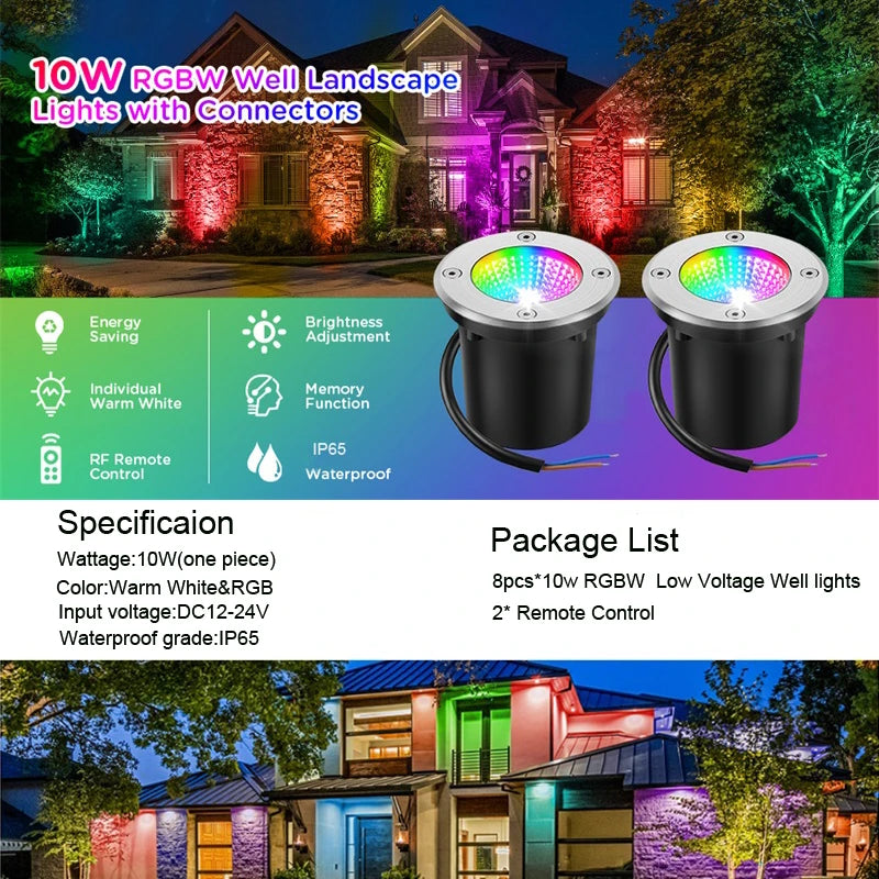 spots paysage led rgbw ip65 moderne télécommande blanc chaud rouge visiblesextérieur jardin