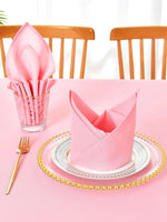 serviettes table rose unies 40x40cm polyester durables mariage banquet décoration maison festive