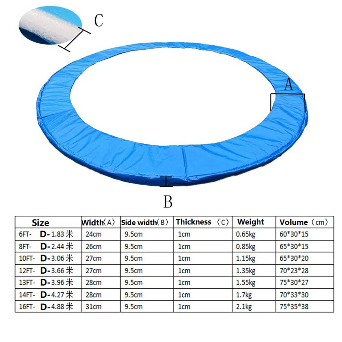 tapis trampoline bleu texture tissée moderne imperméable protection ressortsextérieur 10ft 12ft 14ft
