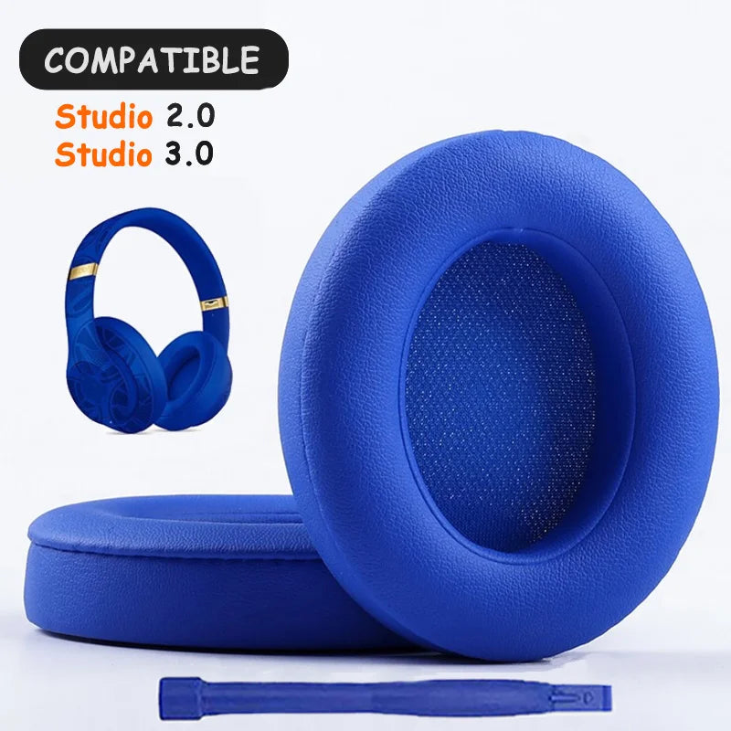 oreillettes casque audio cuir mousse noir gris bleu rouge adhésif confortables ergonomiques remplissage beats