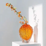 vase verre moderne orange jaune blanc texturé branches poppies décoration salon chambre