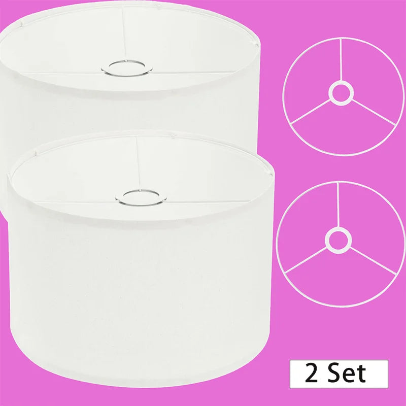 abat jour moderne blanc toile lin hauteur 18cm diamètre 42cm anneau métallique fixations