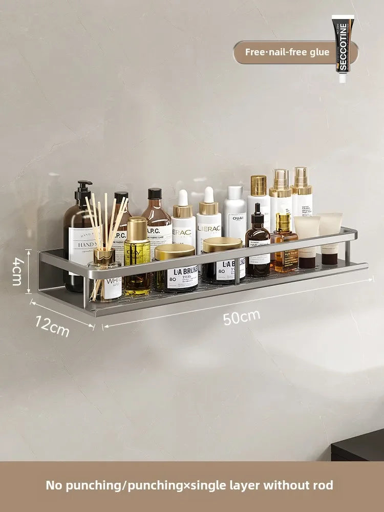 étagères murales salle bain gris métallisé perforées modernes fixations vis sans perforetion aluminium