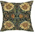 housses coussin vintage floral oiseaux tissu polyester beige vert orange jaune bleu décoratif
