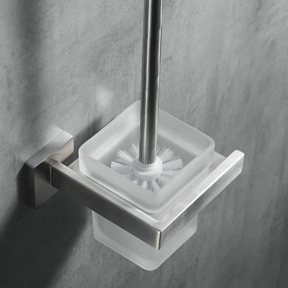 brosse wc acier inoxydable noir moderne porte brosse mural salle bain bac detergent fixation