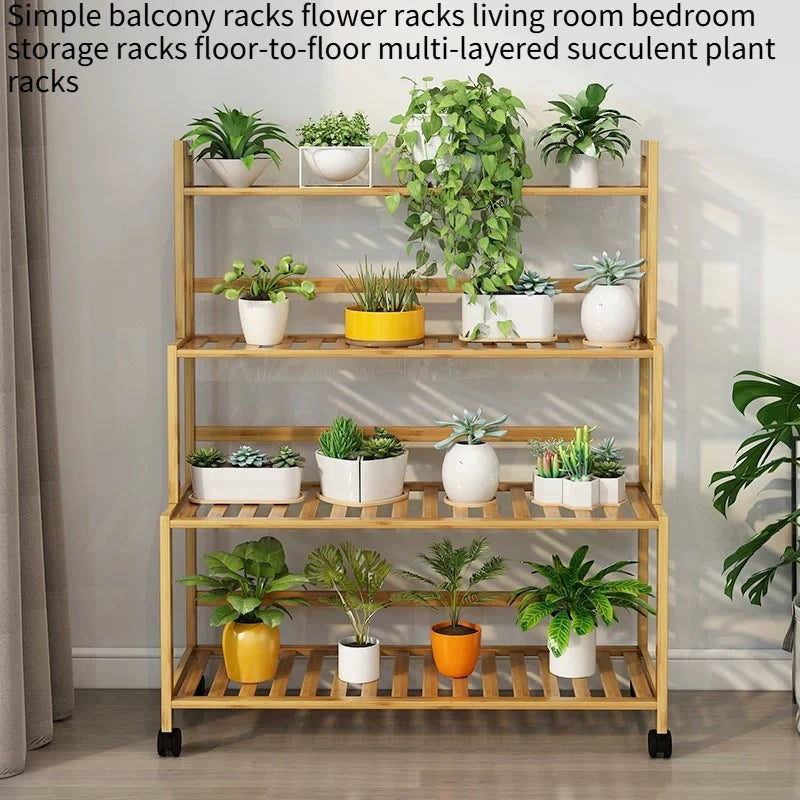 étagère plantes bois moderne extérieure niveaux roulettes support pots 72cm hauteur