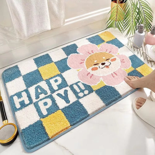 tapis bain antidérapant motif lapin mignon absorbant doux salle bain moderne