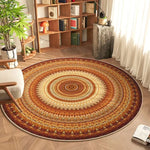 tapis rond moderne floral multicolore gris clair gris foncé vert foncé polyester adhésif salon