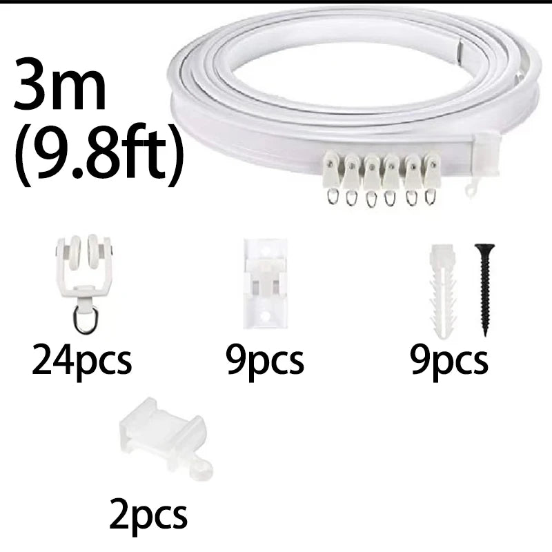 rail rideau flexible blanc moderne clips vis fixations 3m 5m