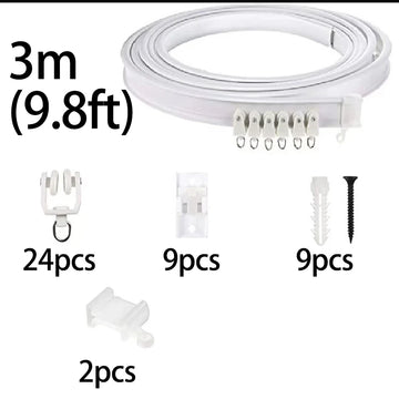 rail rideau flexible blanc moderne clips vis fixations 3m 5m