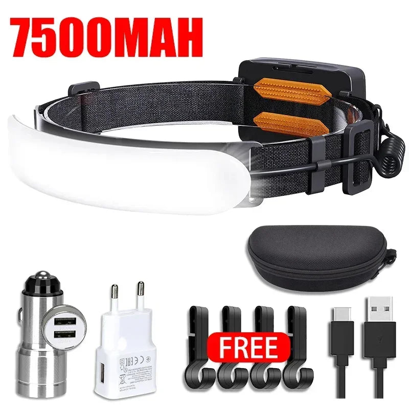 lampe frontale led rechargeable 1500lm noir orange 3modes ipx6 14h usb