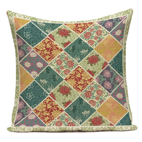 housse coussin carrée décorative motif arbre vintage multicolore canapé salon maison