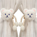 attache cordon fenêtre teddy bear mignon décoration maison tissu doux couleur beige marron clair
