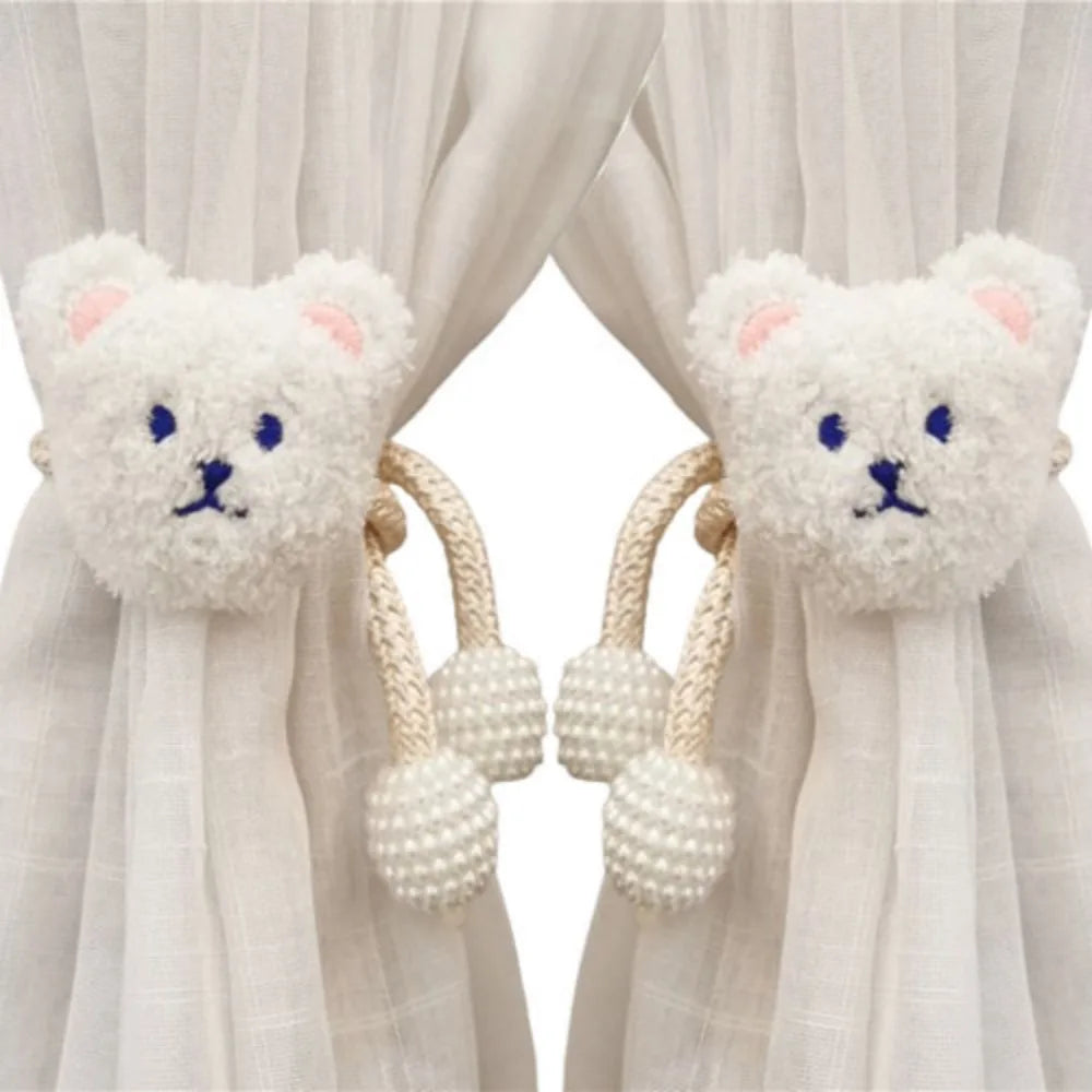 attache cordon fenêtre teddy bear mignon décoration maison tissu doux couleur beige marron clair