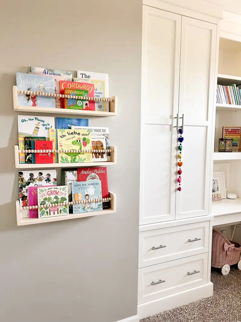 étagère murale moderne étagères flottantes bois naturel rangement chambre enfant