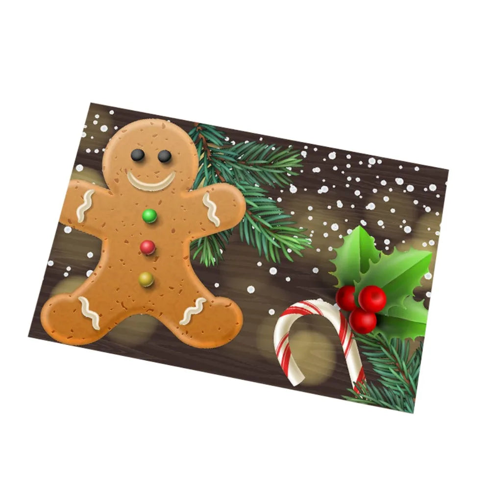 tapis noël rouge vert marron santaclaus rennes boules sapins cadeaux flocons étoiles merrychristmas
