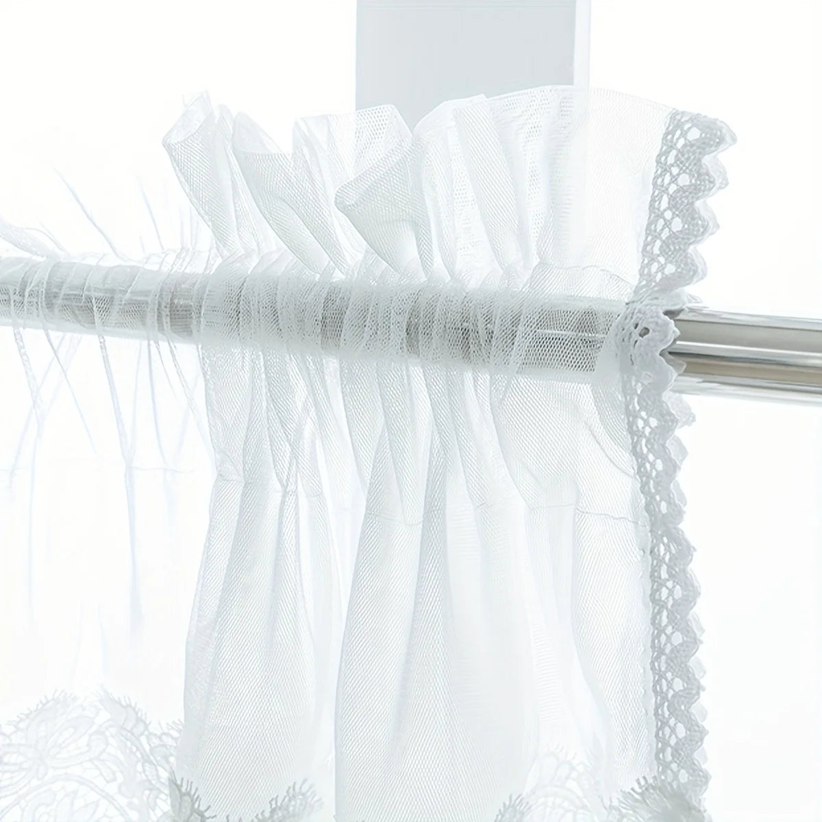 rideau blanc dentelle fine transparent classique polyester intérieur maison