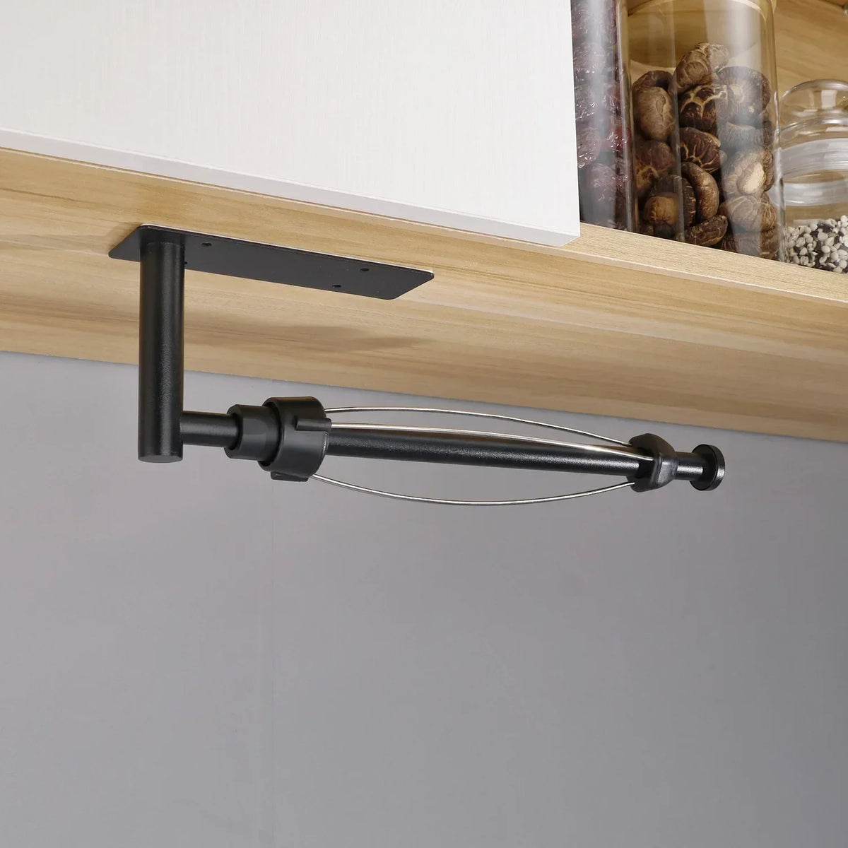 porte serviettes cuisine noir métal moderne vis fixation organisateur