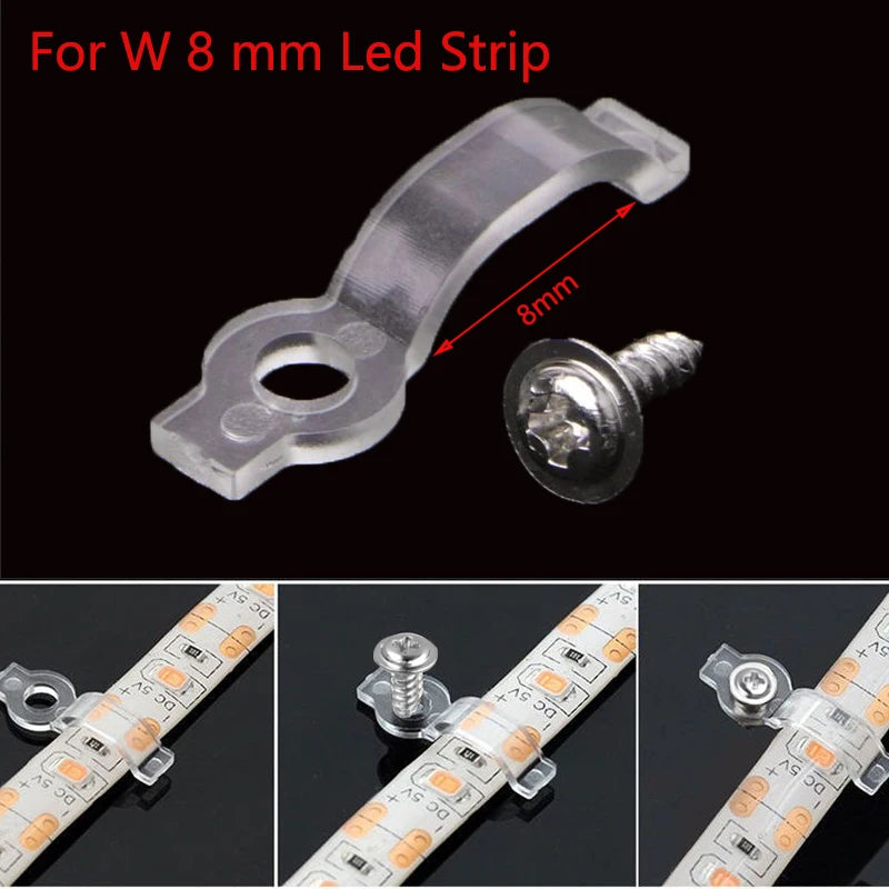 clips fixation ruban led blanc lumieres led opaques clips transparents vis moderne 10mm 8mm