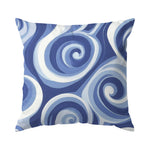 housse coussin géométrique bleu feuilles stylisées moderne 45cm 45cm zip invisible polyester maison