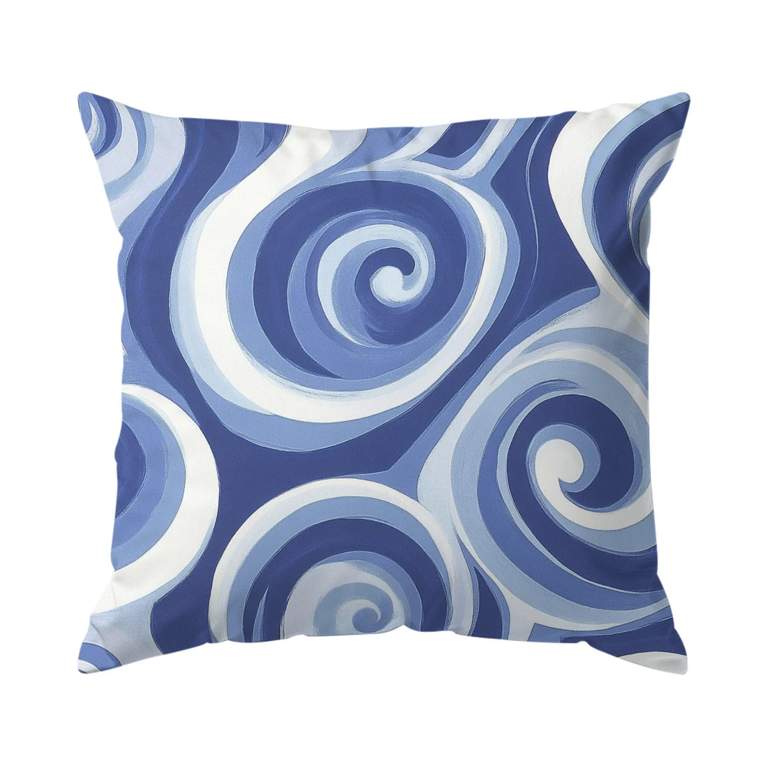 housse coussin géométrique bleu feuilles stylisées moderne 45cm 45cm zip invisible polyester maison