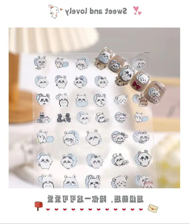 sticker adhésif chat mignon transparent kawaii dessin animé blanc gris rose