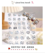 sticker adhésif chat mignon transparent kawaii dessin animé blanc gris rose