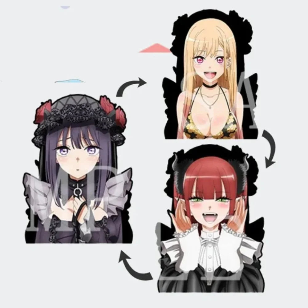 autocollant lenticulaire 3d anime kitagawa marin support photo personnalisable adhésif cheveux colorés illustration manga