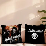taie d'oreiller décorative noire motif groupe tokio coussin salon chambre moderne coton polyester