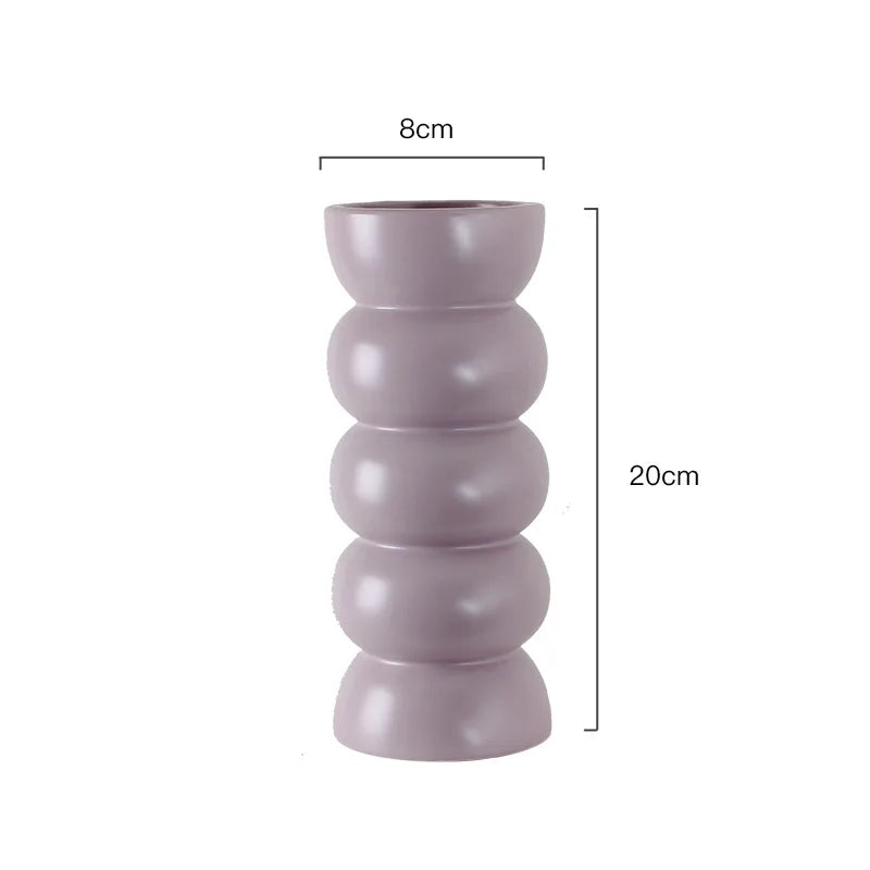 vase décoratif céramique moderne rouge noir fleurs artificielles boudiné opaque simple elegance