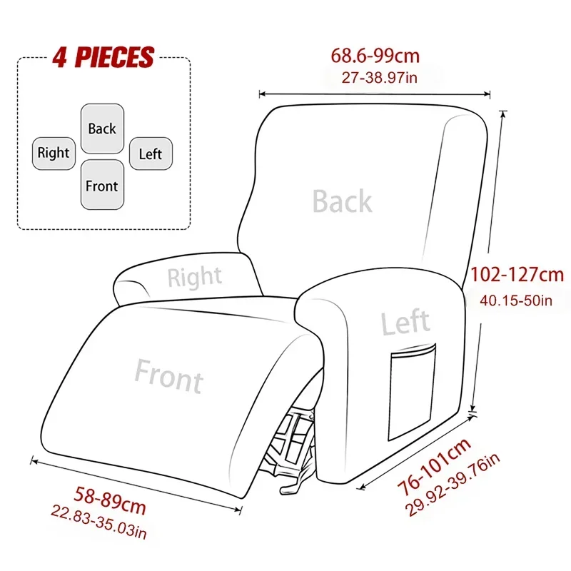 housse fauteuil inclinable beige gris rayures diagonales moderne poche lavable machine