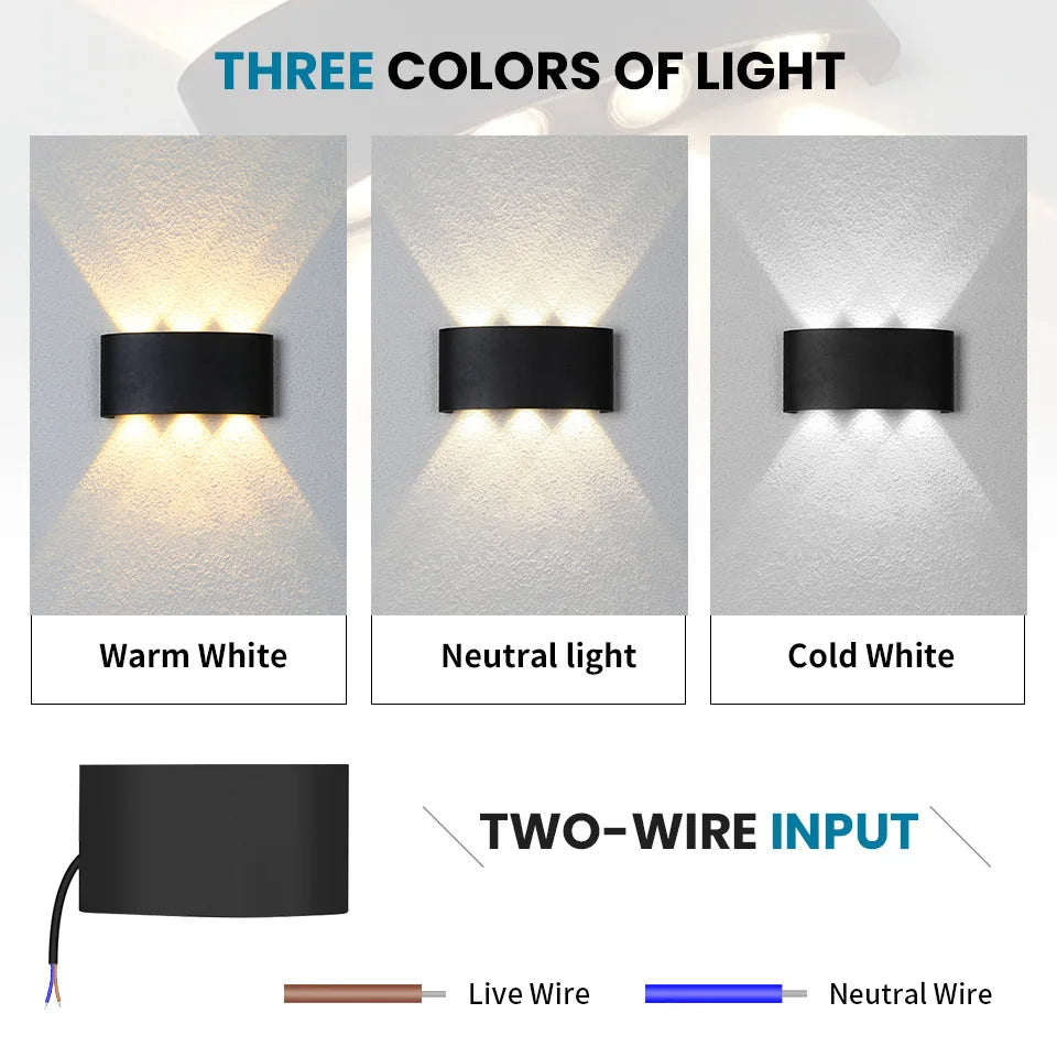 applique murale led moderne noir blanc 6w 2492000lm cuisine chambre salon entréeétude