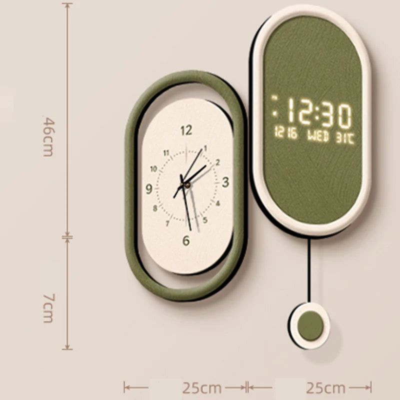 horloge murale moderne minimaliste noir blanc vert olive cadran analogique numérique transparent opaque