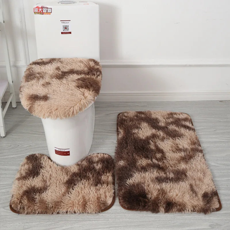 tapis bain doux moderne ensemble pièces coussin toilette antidérapant