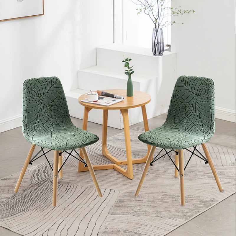 housse chaise moderne feuilles vert élastique antidérapante coussin polyester durable chambre restaurant mariage banquet