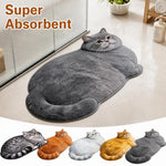 tapis bain chat peluche gris orange mignon rapide séchage antidérapant polyester PVC