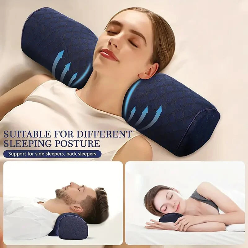 coussin cervical bleu quilted mousse mémoire forme contoured voyage massage litère